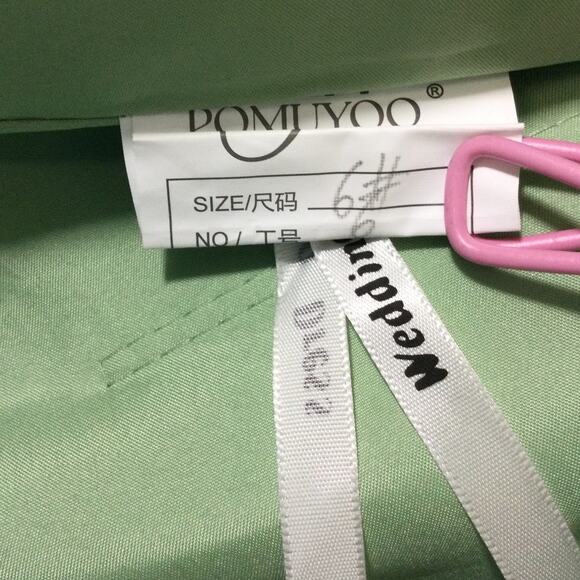 BRIDESMAID SZ 6 S green vneck flutter sleeve corset lace up  maxi dress NEW B168 - Picture 8 of 8